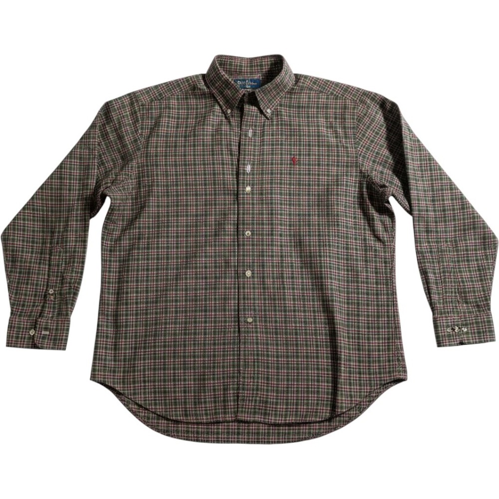 Ralph Lauren Classic Fit Plaid Shirt Mens XXL Green Maroon Button Down Long Slv